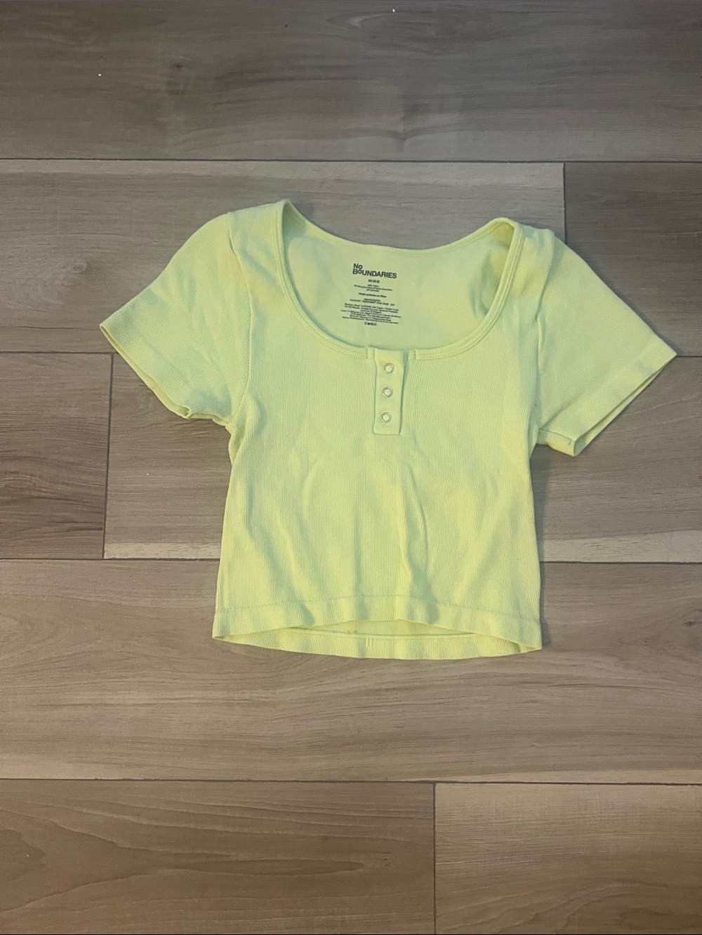 No Boundaries light green Ribbed Henley Crop Tee